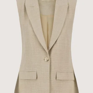 Zusss - Lang gilet met stretch - Soft Sand