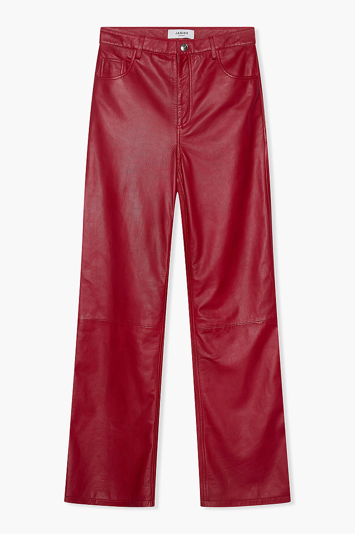 Leren Broek Dames Rechte Pijp Jason Rood - Afbeelding 7