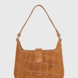 Leren Suede Handtas Camel Croco Conan